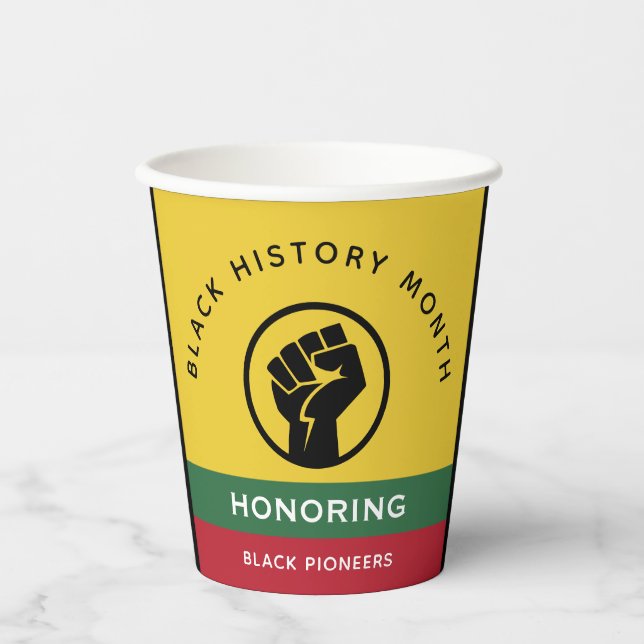 Black History Month African American Curved Text Paper Cups (Front)