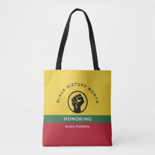 Black History Month African American Curved Text Tote Bag