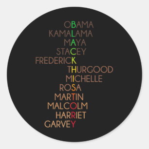 Black History Month African American Men Women Kid Classic Round Sticker