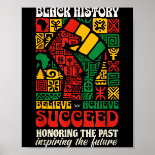 Black History Month African Believe Achieve Succee Poster