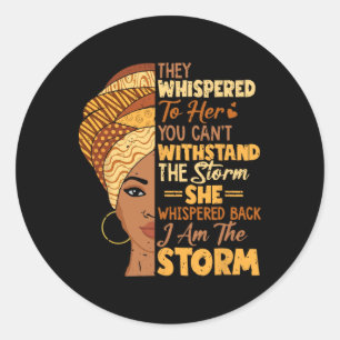 Black History Month African Girl Woman Afro I Am T Classic Round Sticker