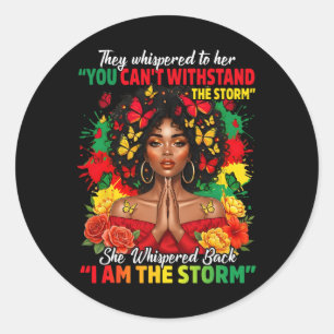 Black History Month African Girl Woman Afro I Am T Classic Round Sticker