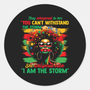 Black History Month African Girl Woman Afro I Am T Classic Round Sticker