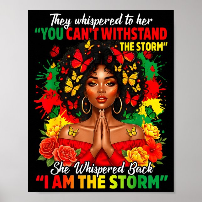 Black History Month African Girl Woman Afro I Am T Poster (Front)