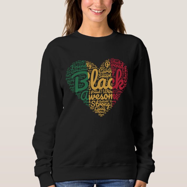 Black History Month African Proud Afro Valentines  Sweatshirt (Front)