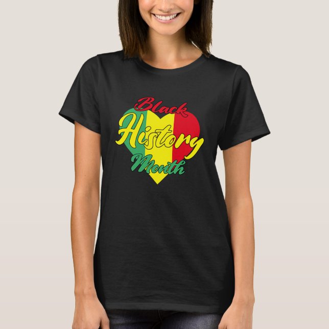 Black History Month African Proud Afro Valentines  T-Shirt (Front)