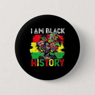 Black History Month African Woman I Am Black Histo 6 Cm Round Badge