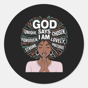 Black History Month Afro African American Melanin Classic Round Sticker