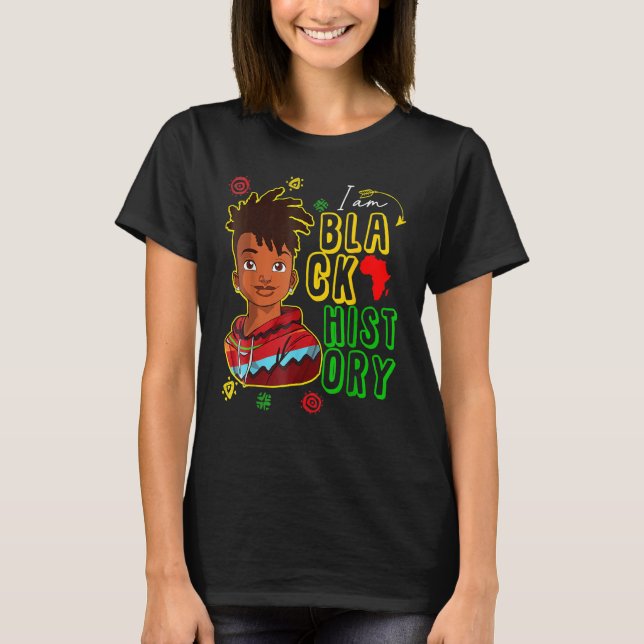 Black History Month Afro African Pride Boys Kids G T-Shirt (Front)