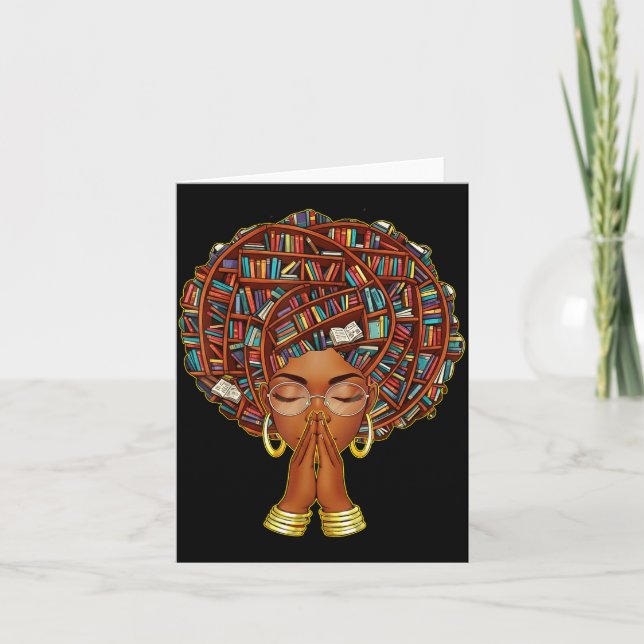 Black History Month Afro Book Lover Women Girls Li Card (Front)