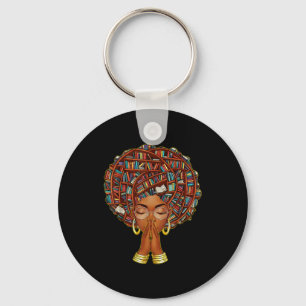 Black History Month Afro Book Lover Women Girls Li Key Ring