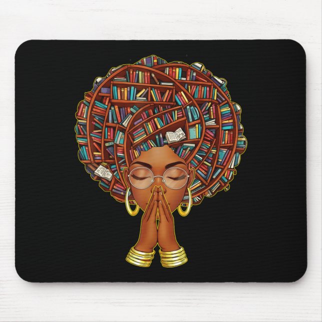 Black History Month Afro Book Lover Women Girls Li Mouse Pad (Front)