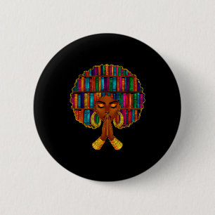 Black History Month Afro Women Book Lover Libraria 6 Cm Round Badge