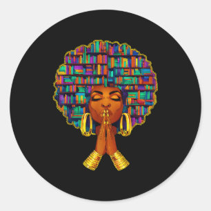 Black History Month Afro Women Book Lover Libraria Classic Round Sticker