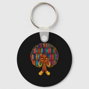 Black History Month Afro Women Book Lover Libraria Key Ring