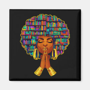 Black History Month Afro Women Book Lover Libraria Magnet