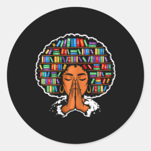 Black History Month Afro Women Girls Book Lover Li Classic Round Sticker