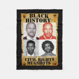 Black History Month Authentic Civil Rights Mugshot Fleece Blanket