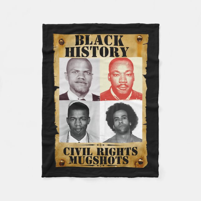 Black History Month Authentic Civil Rights Mugshot Fleece Blanket (Front)