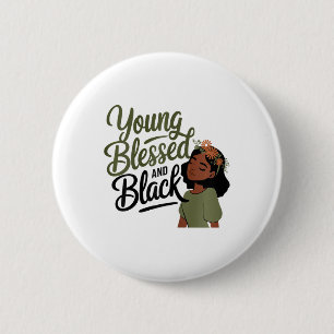 Black History Month Awareness Blessed Black Melani 6 Cm Round Badge