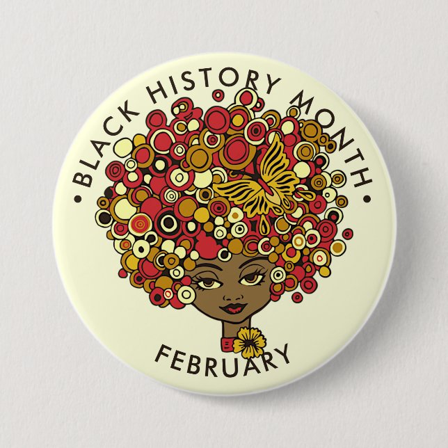 Black History Month, beautiful woman retro 7.5 Cm Round Badge (Front)