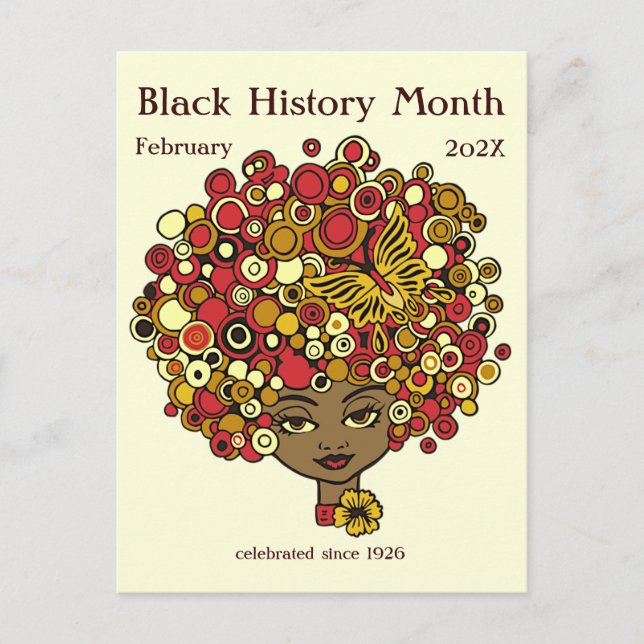 Black History Month, beautiful woman retro Postcard (Front)