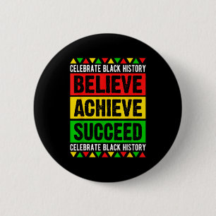 Black History Month Believe Achieve Illustration 6 Cm Round Badge
