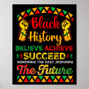 Black History Month Believe Achieve Succeed Africa Poster