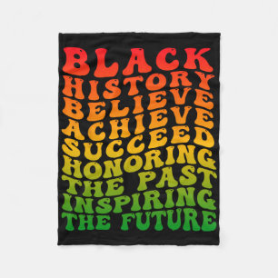 Black History Month Believe Achieve Succeed Junete Fleece Blanket