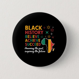 Black History Month Believe Achieve Succeed Melani 6 Cm Round Badge