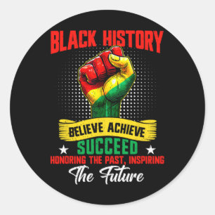 Black History Month Believe Achieve Succeed Melani Classic Round Sticker