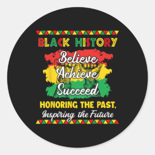 Black History Month Believe Achieve Succeed Melani Classic Round Sticker