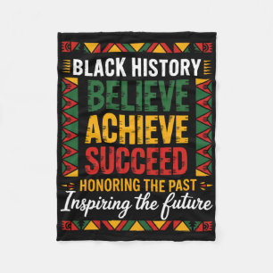 Black History Month Believe Achieve Succeed Melani Fleece Blanket