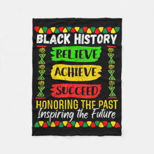 Black History Month Believe Achieve Succeed Melani Fleece Blanket
