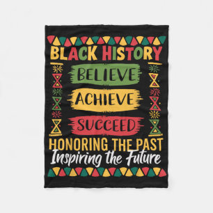 Black History Month Believe Achieve Succeed Melani Fleece Blanket