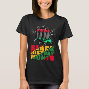 Black History Month BHM Afro Pride Hand Fist Black T-Shirt