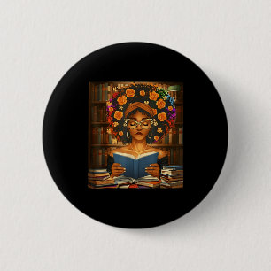 Black History Month Black Afro Girl Women Book Lov 6 Cm Round Badge