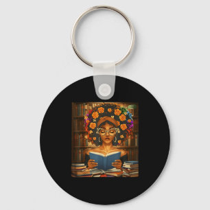 Black History Month Black Afro Girl Women Book Lov Key Ring
