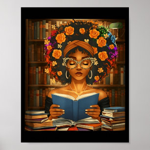 Black History Month Black Afro Girl Women Book Lov Poster