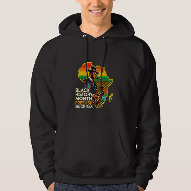 Black History Month Black Man Jazz Musician Junete Hoodie (Front)
