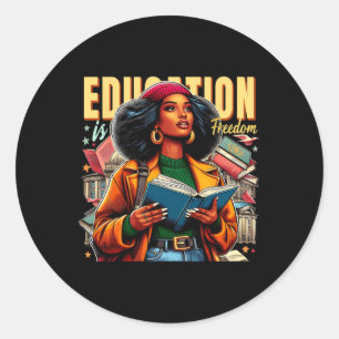 Black History Month Black Teacher Books Education Classic Round Sticker