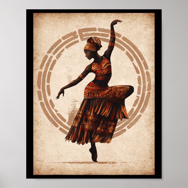 Black History Month Black Woman Tribyl Dancing Jun Poster (Front)