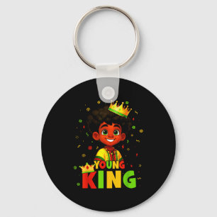 Black History Month Black Young King Afro Hair Kid Key Ring