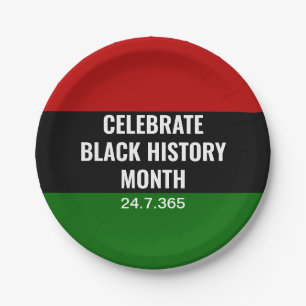 BLACK HISTORY MONTH Celebrate   Red Black Green Paper Plate