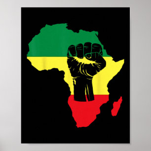 Black History Month Celebration African Map Fist Poster
