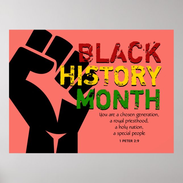 BLACK HISTORY MONTH Christian Scripture CORAL Poster (Front)