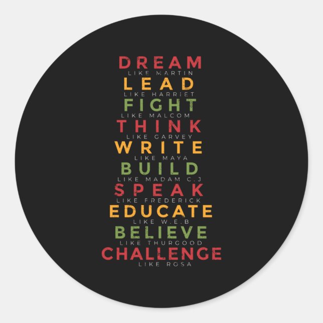 Black history month classic round sticker (Front)