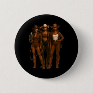 Black History Month Cowgirl Western Afro Black Wom 6 Cm Round Badge