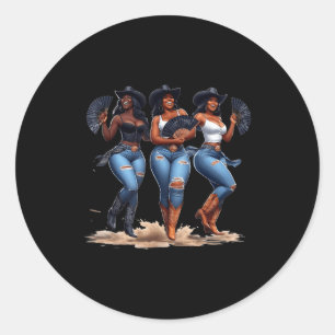 Black History Month Cowgirl Western Afro Black Wom Classic Round Sticker