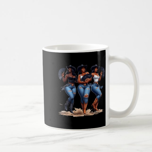 Black History Month Cowgirl Western Afro Black Wom Coffee Mug (Right)